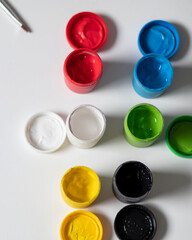 set of watercolor paints for painting.