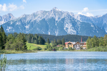 Fototapeta na wymiar Lake Wildsee at Seefeld in Tirol, Austria