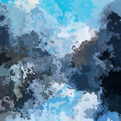 abstract stained pattern texture square background sky blue slate grey black color - modern painting art - watercolor splotch effect