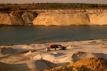 Beautiful views of a quarry with sand.