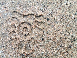 Background Shoe mark in the sand.