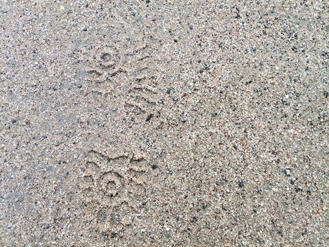 Background Shoe mark in the sand.