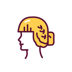 Women with fashionable hairstyle color line ico n. Hairdresser service. 