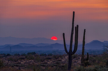 Setiing Sun In the Arizona Desert Near Phoenix