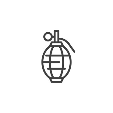 Military Grenade line icon. linear style sign for mobile concept and web design. Hand grenade outline vector icon. Symbol, logo illustration. Vector graphics
