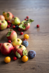 ripe apples on a  table