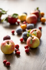 ripe apples on a  table