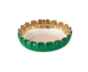 Metallic green beer cap isolated on the white