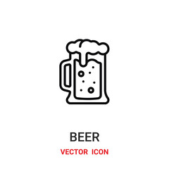 Beer vector icon . Modern, simple flat vector illustration for website or mobile app.Beer and cup symbol, logo illustration. Pixel perfect vector graphics	