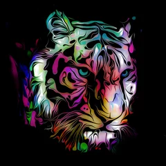 Foto op Canvas colorful background with tiger and splashes © reznik_val