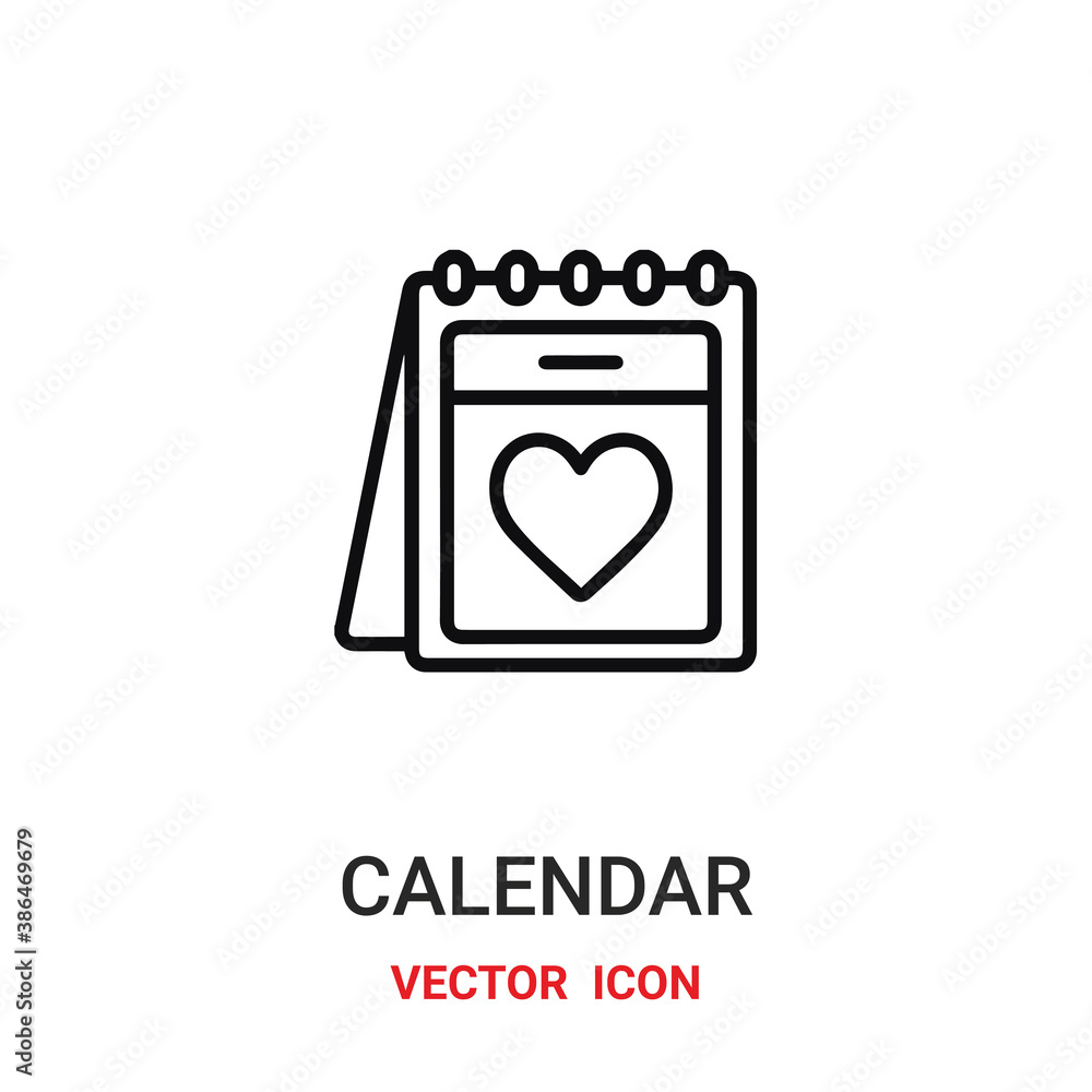 Poster calendar icon vector symbol. date symbol icon vector for your design. modern outline icon for your w