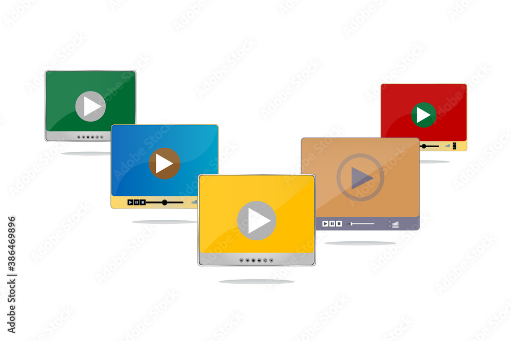 Poster modern multimedia player social media template. media player template. video player interface. media