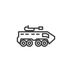 Armored tank line icon. linear style sign for mobile concept and web design. Military Tank outline vector icon. Symbol, logo illustration. Vector graphics