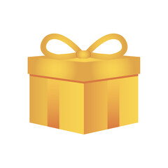 icon of golden gift box, flat style