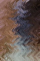 Abstract zigzag pattern with waves in sandy, brown, blue tones. Artistic image processing created by photo of Mujib River canyon. Beautiful multicolor pattern for any design. Background image