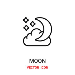 moon icon vector symbol. moon symbol icon vector for your design. Modern outline icon for your website and mobile app design.