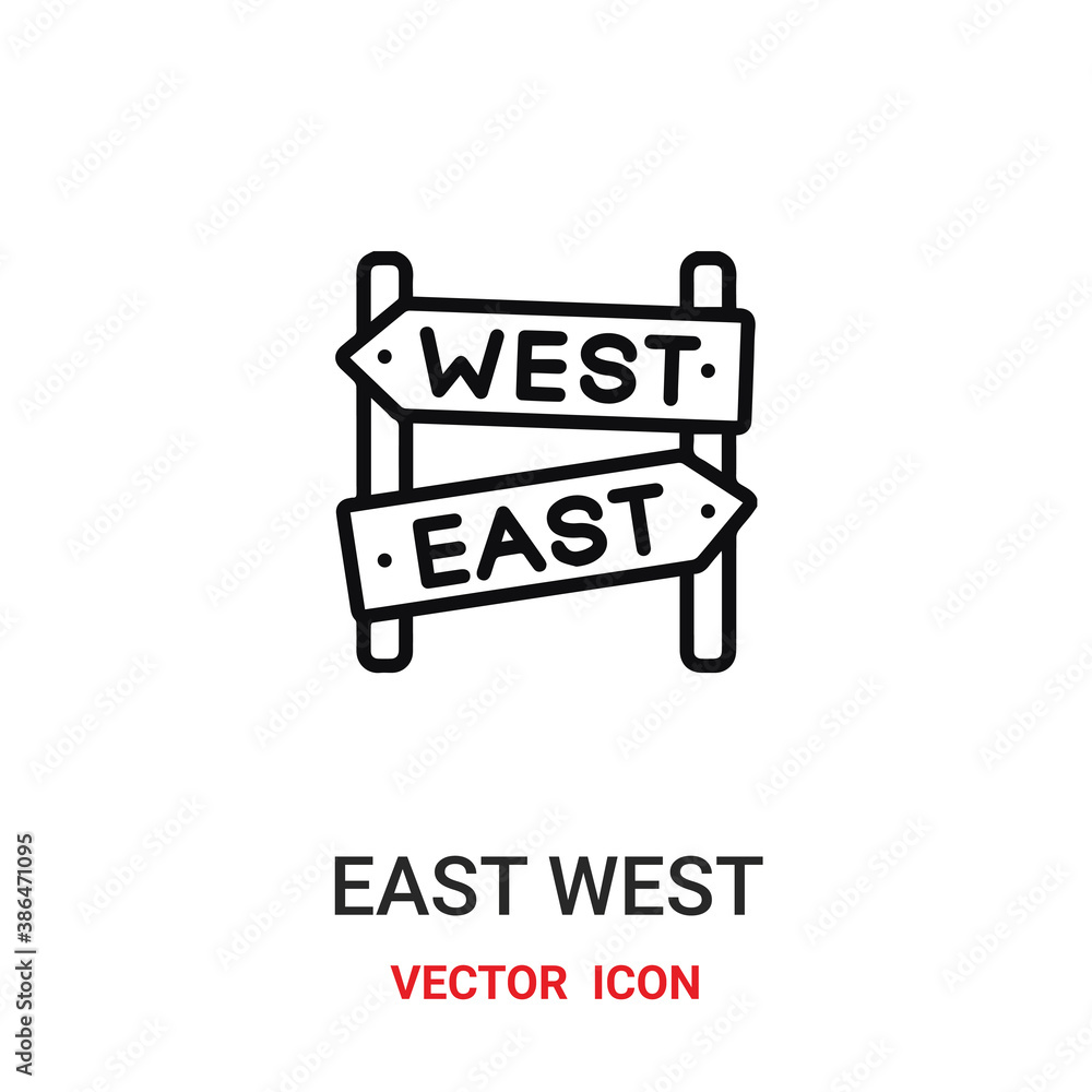 Poster east west icon vector symbol. east west symbol icon vector for your design. modern outline icon for 