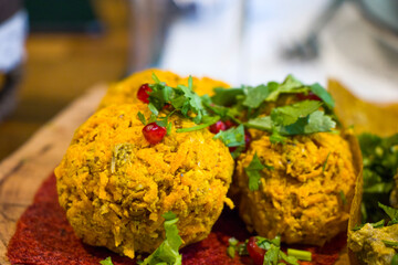 Georgian Salad with pomegranates, pkhxali