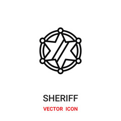 sheriff icon vector symbol. sheriff star symbol icon vector for your design. Modern outline icon for your website and mobile app design.