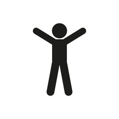 Icon of a person with their hands up. Simple vector illustration on a white background