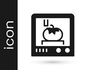 Black 3D printing technology icon isolated on white background. Vector.