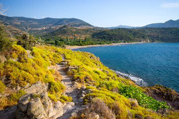 Scenic seashore on one of greek islands