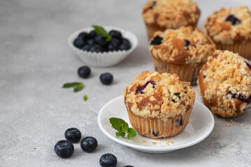 Blueberry muffins with fresh berries
