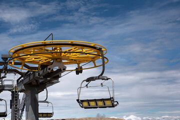 Chairlift in ski station, close up