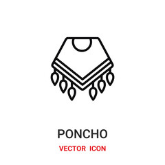 poncho icon vector symbol. poncho symbol icon vector for your design. Modern outline icon for your website and mobile app design.