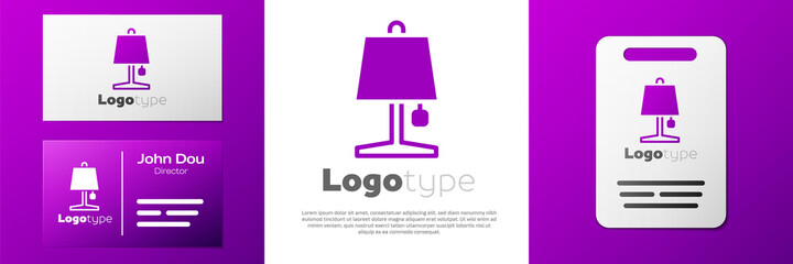 Logotype Table lamp icon isolated on white background. Logo design template element. Vector.