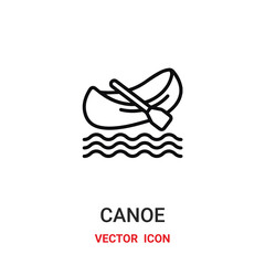 canoe icon vector symbol. canoe symbol icon vector for your design. Modern outline icon for your website and mobile app design.