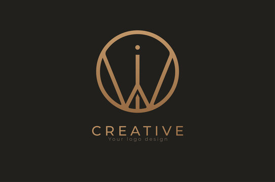 Abstract initial letter I and W logo, usable for branding and business logos, Flat Logo Design Template, vector illustration
