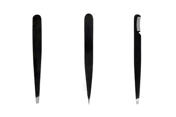 Professional set of tweezers isolated on white. Beauty and fashion concept.