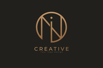 Abstract initial letter I and N logo, usable for branding and business logos, Flat Logo Design Template, vector illustration