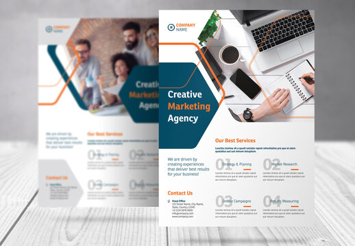 Business Flyer with Blue and Orange  Accents