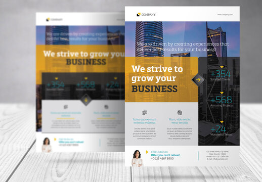 Corporate Flyer with Yellow and Turquoise Accents