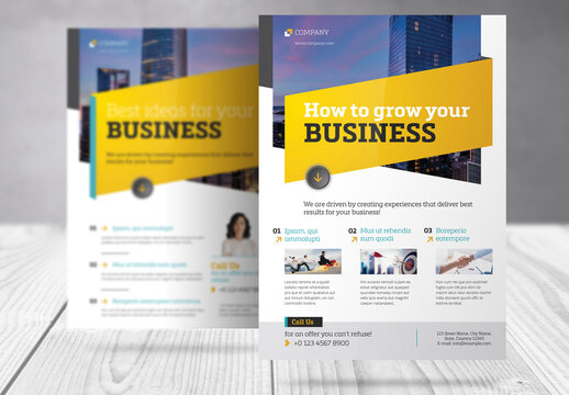 Business Consulting Flyer with Yellow  Accents