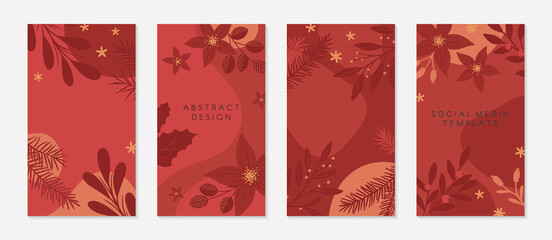 Bundle of Christmas and Happy New Year insta story templates.Holiday ad and promo concepts.Modern vector layouts.Xmas trendy design for social media marketing,digital post,prints,banners.