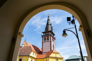 Sightseeing tower of the late gothic decanal Church of the Assumption of the Virgin Mary in...