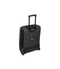 Suitcase with telescopic handle and on wheels isolate on white back. Baggage on a travel or business trip