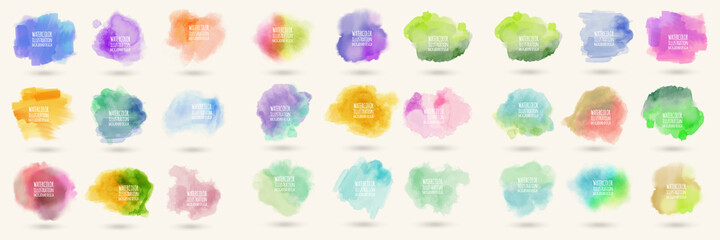 Colors watercolor paint stains vector backgrounds - obrazy, fototapety, plakaty