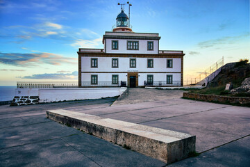 Finisterre Cape Lighthouse, Costa da Morte, Galicia, Spain. One of the most famous Lighthouse in...
