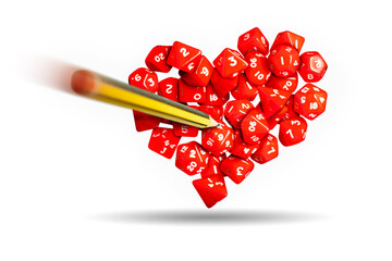Armor's arrow piercing a dice heart