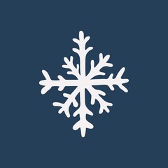 hand drawn snowflake on blue background