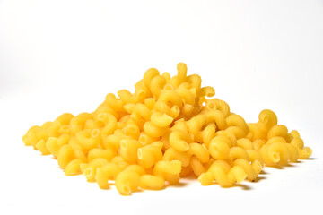 Pile of dry pasta on white background