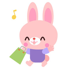 買い物をしているウサギイラスト素材