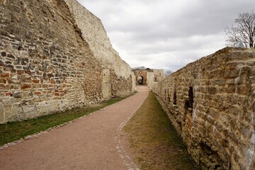 road near the wall of the Izborsk fortress
