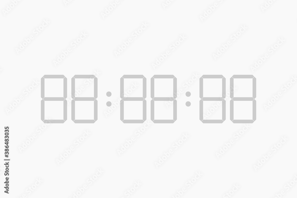 Poster digital timer template. display of time with counter hours and minutes modern second alarm panel.