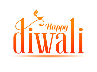 Happy Diwali greeting card with intricate calligraphy and illuminated Diwali lamp.
