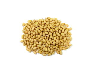 peeled pine nuts isolated on a white background 
